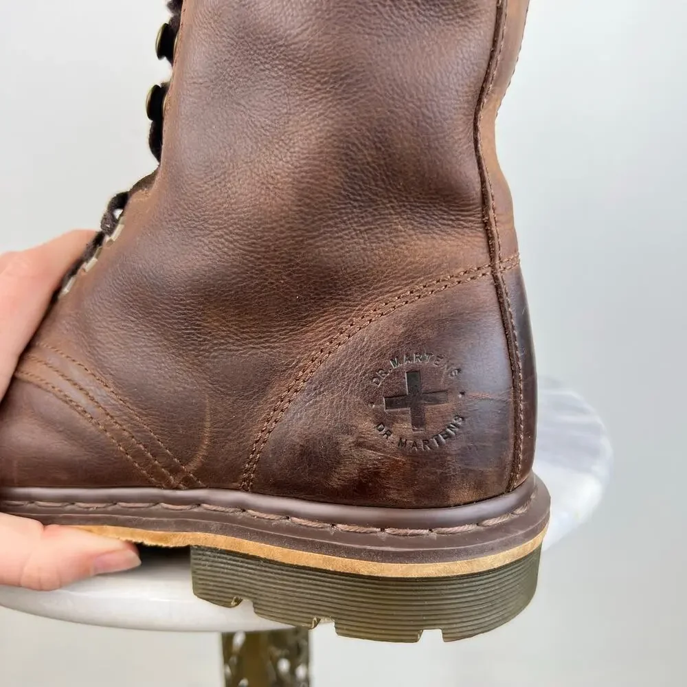 Dr. Martens Pier Brown Leather Lace Up Combat Boots Mens Size US 10